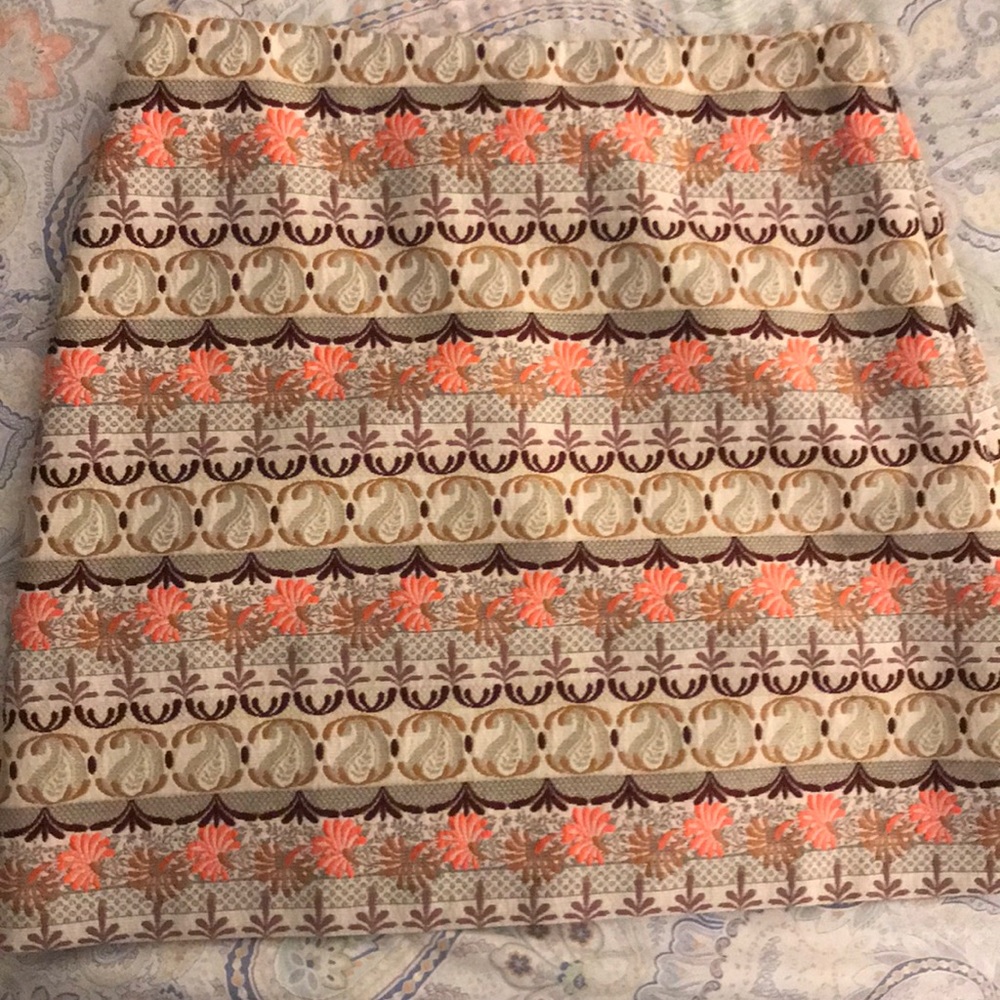 Earthtones & Neon Orange Patterned Skirt